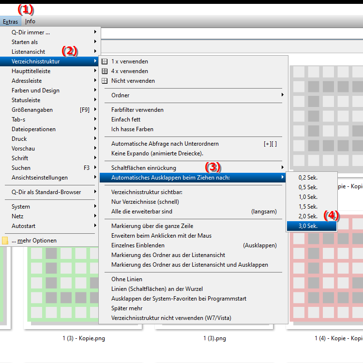 Was bewirkt eine Verzögerung von 3,0 Sekunden beim automatischen Ausklappen